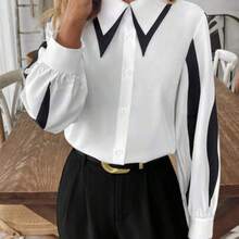 Clasi Camisa de unicolor versátil y casual para mujer - Blanco y Negro - Ver 1