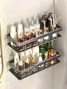 2 buah Rak Penyimpanan Kamar Mandi, Rak Sudut Kamar Mandi Aluminium yang Dipasang di Dinding, Anti Karat, Rak Penyimpanan Kamar Mandi Tanpa Bor, Digunakan untuk Menyimpan Kosmetik dan Perlengkapan Mandi di Kamar Mandi, Wastafel, Dapur - MultiWarna - View 16