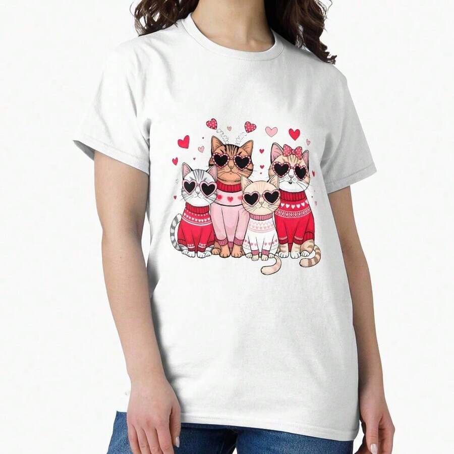 Unisex Black Casual T-Shirt 100% Cotton Printed Short Sleeve (Regular Fit) (112) - 白色 38 - 查看 1