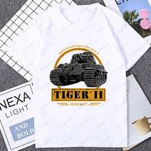 Panzerkampfwagen Tiger 2 Tank gráfico Segunda  Mundial camiseta Casual moda Harajuku manga corta ventilador militar camiseta camisetas de algodón - Multicolor - Ver 1