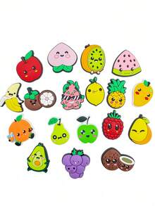 18PCS Cute Fruit Shoe Charms: Non-Repeating Fun Fruit Designs, Durable PVC, Easy To Install. Perfect For Clogs, Great Gifts For Any Occasion. - Multicolor - View 1