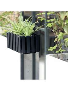 1pc Boardee Fence Hanging Balcony Planter Box In Anthracite Plastic With Mounting Hooks And Self-Watering System, Durable Weather-Resistant Garden Flower Pot For Terrace, Balcony, And Outdoor Use, 38x18x16.2cm - A - View 3
