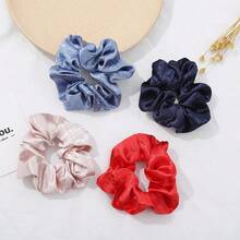 1pc Satin Velvet Hair Tie, Pure Red Hair Tie, Soft And Smooth, Suitable For Women And Girls - Red - View 3