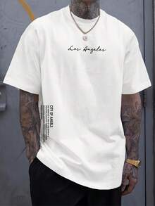 Men's T-Shirt With Letter Print - White - View 1