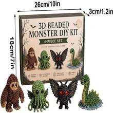Kit de material de cuentas hecho a mano divertido, 4 piezas, kit de bordado 3D DIY, kit de costura de manualidades simple y divertido, set de arte DIY de costura de animales alienígena vaca de las tierras altas (1 set) adecuado para regalos hechos a mano en días festivos - Multicolor - Ver 4