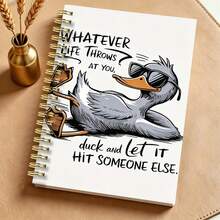 1PC A5 Fun Duck Spiral Notebook, Perfect For Travel Journaling, School And Office Use, Student Planner, Suitable For School, Diary, Work Notes, Art Writing, Back-To-School Notebook - Cool Duck - View 1
