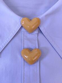 1PC/2PCS Penutup Kancing Hati Elegan, Penutup Kancing Kemeja Jepit, Penutup Kancing Kristal Modis - Kuning - View 2