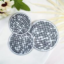 3pcs Shiny Disco Ball Embroidery Patches, Party Theme Fabric Appliques, Iron-On Or Sew-On DIY Decor For Hats, Jackets, Suitcases, Home - Ironing Style - View 2