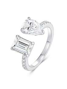 Moissanite Ring For Women, 925 Sterling Silver Hypoallergenic, Lightweight Luxury Niche Design, Valentine's Day Birthday Gift For Girlfriend Wife Mom, Gift Box Packaging With Certificate - Silver - View 9