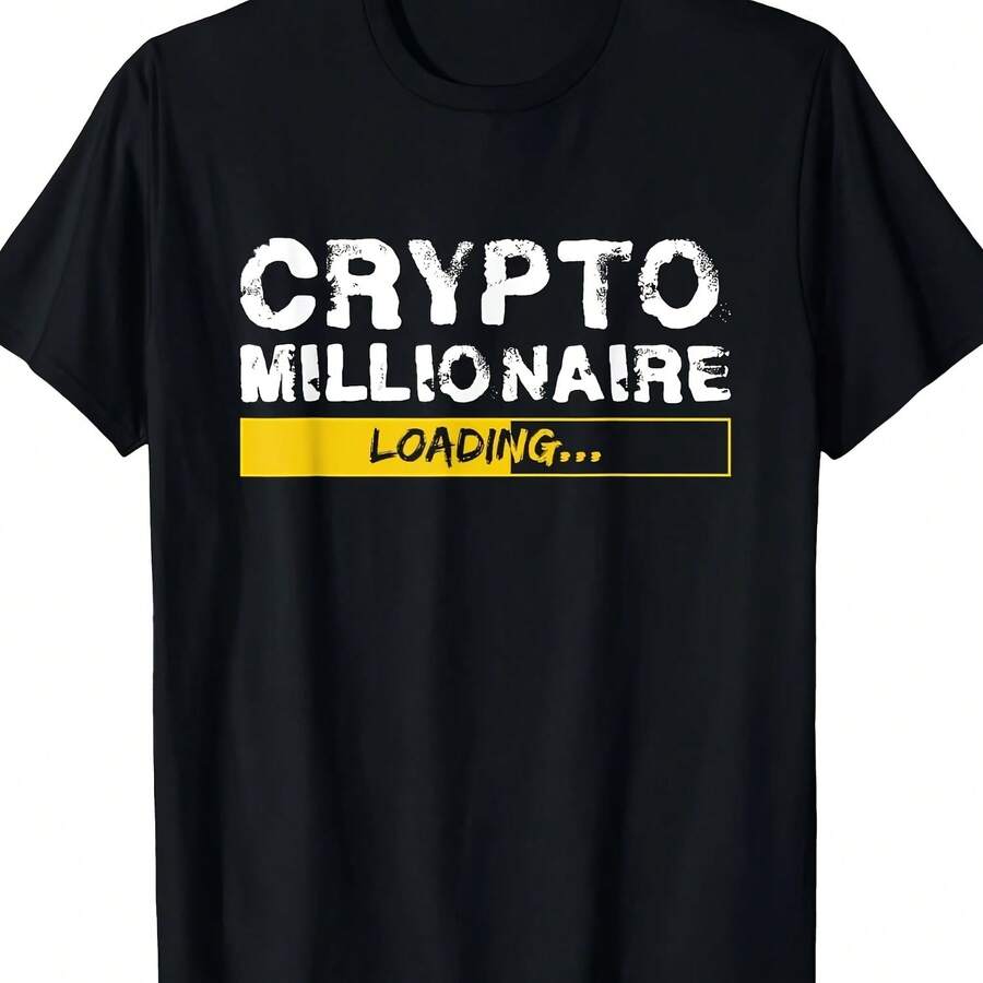 Camiseta para hombre con estampado de millonario de criptomonedas, color negro, con diseño apto para todas las estaciones, perfecta como regalo Bitcoin - Multicolor - Ver 1
