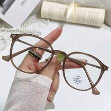 1 Pc Simple Fashion And Classic Round-Shaped Glasses Accessory For Daily Leisure Commute Office,Study,Reading,Party,Vacation,Photography - Multicolor - View 5