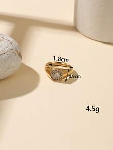 1/18pcs 304 Stainless Steel Vintage Heavy Rhinestone Inlaid Luxury Gold Ring Set, Multiple Styles Personalized Asymmetrical Geometric Heart Plain Band Stacking Combination Rings, Suitable For Women's Decoration Or Gift, Can Be Purchased Individually Or As A Set - Yellow Gold - View 43