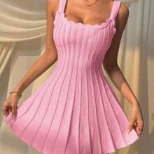 jianchaimaoyi02   Vestido de suéter de punto informal de color caqui para mujer - Albaricoque - Ver 4