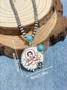 Women's Vintage Western Country Style Multi-Pattern Printed Necklace (4MM Pearl, 16 Inch Length). Suitable For Daily Wear, Dates, And Theme Parties, You'll Get Lots Of Compliments From Friends When Wearing It - Multicolor - View 8