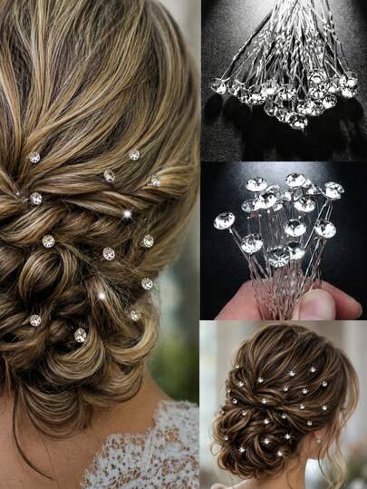 topshiny 20 buah Jepit Rambut Pengantin Berkilau dengan Rhinestone, Aksesori Rambut Sanggul Kristal Elegan untuk Pernikahan, Pesta Prom, Penataan Rambut, Jepit Rambut Pengikat Sanggul Bunga untuk Wanita