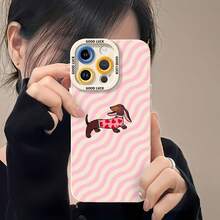 Teckel marrón con estampado de corazón rosafunda de teléfono Fundas compatibles con ,Apple,VIVO,OPPO,,, y Honor.Fabricadas en silicona TPU,ofrecen protección contra golpes y caídas.correa para celular - Blanco - Ver 6