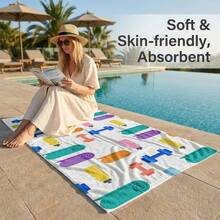 1 chiếc khăn tắm bãi biển sợi microfiber in họa tiết, nhanh khô, siêu thấm hút, nhẹ, không dính cát, hoàn hảo cho bãi biển, hồ bơi, cắm trại và du lịch, quà tặng Valentine, vật dụng thiết yếu cho bãi biển|Thiết kế truyền cảm hứng|Khăn mềm thấm hút - Nhiều màu - Xem 6