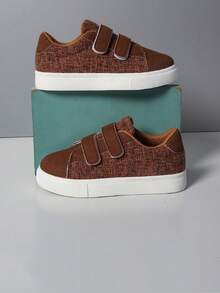 Sepatu Skate Anak-Anak Gaya Baru Musim Semi/Gugur dengan Tali Ganda dan Perekat Velcro, Kasual, Serbaguna, untuk Anak Laki-laki dan Perempuan, Siswa, dan Kampus. - Coffee Brown - View 3