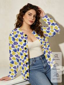 ASHKATIA Women's Plus-Size Vintage Cardigan Sweater, Filled With Love,Fall Winter Knit For Social Occasions - Multicolor - View 6