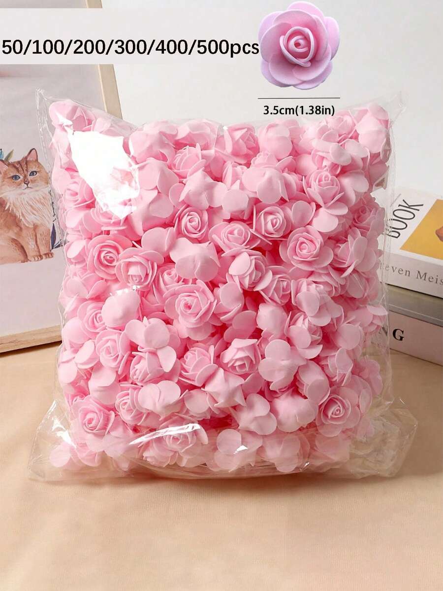 50/100/200/300/400/500 cái đầu hoa hồng xốp mini, hoa xốp nhân tạo số lượng lớn cho đồ thủ công DIY, bó hoa cưới, trang trí trung tâm bàn tiệc, cắm hoa, bàn tiệc, trang trí nhà cửa và sân vườn - Màu Hồng baby - Xem 1