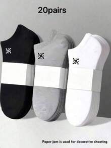 15 pares de meias femininas de cano curto nas cores preto, branco e cinza, estilo minimalista, confortáveis, casuais e versáteis, perfeitas para o dia a dia. Disponíveis em pacotes de 2, 10, 30 ou 60 unidades. - Multicolorido - Ver 32