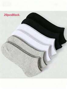 10/20 Pairs Unisex Boat Socks, Solid Color, Odor-Resistant, Summer Short Socks, Casual Low-Cut Socks, Gift Socks, Autumn/Winter/Spring/Summer Styles (20/12/10/6 Pcs) - Multicolor - View 4
