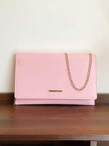 Casual Women's Clutch Bag New Textured Niche Design Fashion Minimalist Envelope Bag Chain Shoulder Crossbody Bag - Pink - View 10