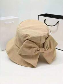 1pc Women's Polyester Bow Decor Sun Hat, UV Protection Wide Brim Bucket Hat, Face-Slimming Bucket Hat, Spring/Autumn Split Bow Hat, Suitable For Hiking, Camping, Gardening And All Outdoor Activities, Summer, Beach, Vacation - Multicolor - View 8