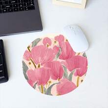 1 Cute Pink Flower Mouse Pad, Office Desk Circular Mouse Pad, Small Mini Travel Mouse Pad With Anti Slip Rubber Base, 7.87 Inch Diameter Suitable For Work Wireless Computer Laptop, Office Desk Accessory Single 47g - View 11