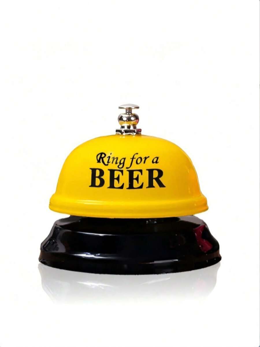1pc Yellow/Pink/Coffee Cartoon Metal Hand Press Service Bell, Restaurant Call Bell, Customer Reception Bell, Pet Training Bell, Teacher Bell, Game Bell, Reception Press Bell, Lunch Bell, Restaurant Bar Concierge Service Bell. - 1PC - View 1