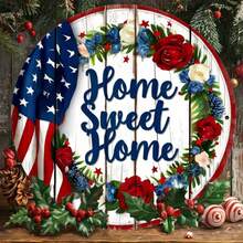 2D Flat - Round Aluminum "Family Happiness" Wreath Sign, Round Aluminum Sign 7.87X7.87 Inches, Waterproof And Rust-Proof, Suitable For Home, Office, Cafe And Bedroom Decoration. 2D Flat Printing - Star - View 10