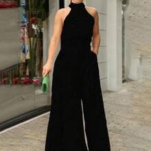 Timeless Draped Maxi Dress - Refined Silhouette & Flowy Texture - Pure Black - View 1