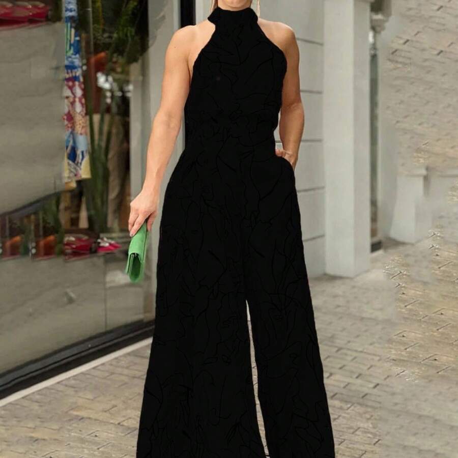 Timeless Draped Maxi Dress - Refined Silhouette & Flowy Texture - Pure Black - View 1