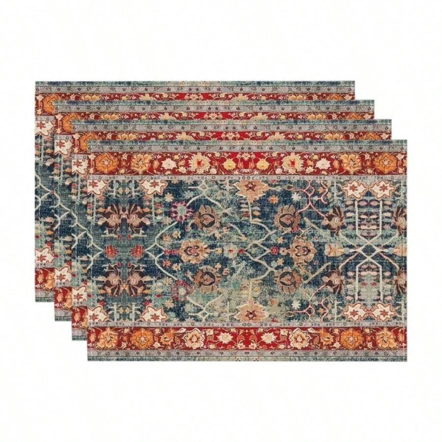 Table Mat - 12 po x 18 po, rectangulaire, 4 pièces + rouge - Voir 1
