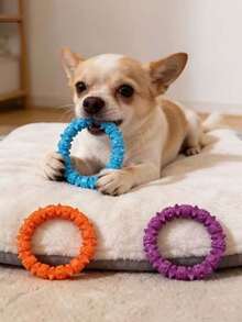 1pc Spiky Ring Dog Chew Toy, Durable TPR Teething Toy, Suitable For Small/Medium Dogs Dental Care & Oral Hygiene, Rubber Material, Durable Elasticity, Can Be Used For Interactive Fetch - Multicolor - View 1