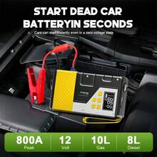 Arrancador portátil para coche con inflador de neumáticos integrado. Potenciador de batería para coche. Permite un arranque rápido del vehículo y un inflado rápido de los neumáticos. Equipado con puertos USB de entrada y salida y luz LED de emergencia, un práctico accesorio multiusos para el coche. - 1508 Amarillo (Versión mejorada con función de arranque e inflado único) - Ver 4