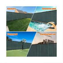 5'x7' Privacy Fence Mesh, 160GSM HDPE, 90% Privacy, Breathable, UV & Water-Resistant, Easy Install, Green - Black - View 7