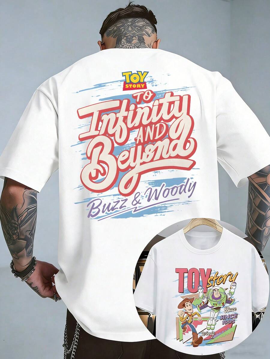 Disney Toy Story "To Infinity And Beyond" Tee, Double-Sided Print, Retro Style, Perfect For Park Trips And Casual Wear. - White - View 1