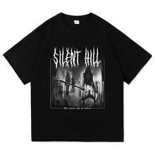 Washed Horror Game T-Shirt, Streetwear, Retro Hip Hop T-Shirts, Horror Movie Game T-Shirts, Casual T-Shirts For Men And Women With Harajuku Print - 彩色 - 查看 1
