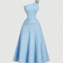 MOD Vestido de longitud midi sin mangas con acento de hebilla de metal, estilo de vacaciones - Rosa - Ver 6