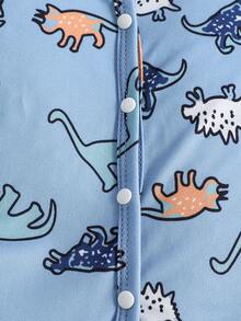 3pcs/Set Plant & Dinosaur Animal Print Baby Newborn Romper - Blue - View 5