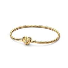 New S925 Sterling Silver Gold-Colored Heart-Shaped Snake Chain Bracelet, Suitable For Original DIY Bracelet, Women's Birthday Fashion Exquisite Jewelry Gift - Gold - View 15