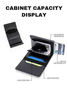 1 chiếc ví đựng thẻ chống trộm RFID tự động bật lên dành cho nam, hộp kim loại hợp kim nhôm PU nhiều ngăn đựng thẻ, màu bạc, thích hợp cho thanh thiếu niên, hoạt động thể thao ngoài trời mùa hè, kỳ nghỉ, quà tặng tốt nghiệp hoặc phụ kiện sinh nhật. - Một cỡ - Xem 5