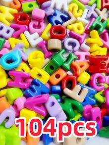104pcs Rainbow UV Coated Acrylic Beads, Mixed Random Letter Beads, DIY Craft Beads, Suitable For Bracelets, Necklaces, Earrings, Keychains, Phone Chains, Bag Decorations - Multicolor - View 12