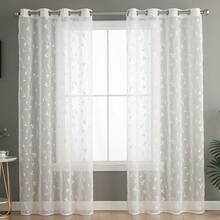 1 tấm rèm voan mỏng kiểu Mỹ, đục lỗ, lọc sáng nhưng vẫn đảm bảo sự riêng tư, thích hợp cho phòng học, phòng khách, ban công. - trắng - Xem 14