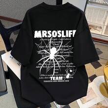 Camiseta de Manga Corta con Estampado de Araña, Estilo Americano, para Hombre y Mujer, Verano, Moda Urbana, Algodón Puro - Multicolor - Ver 1