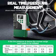 Arrancador portátil para coche con inflador de neumáticos integrado. Potenciador de batería para coche. Permite un arranque rápido del vehículo y un inflado rápido de los neumáticos. Equipado con puertos USB de entrada y salida y luz LED de emergencia, un práctico accesorio multiusos para el coche. - 1508 Amarillo (Versión mejorada con función de arranque e inflado único) - Ver 9