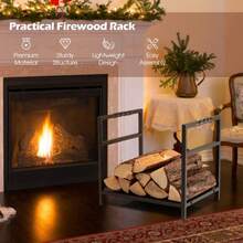 Firewood Log Rack With Unique Handle And Raised Feet - Black - View 4
