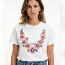 Unisex T-Shirts, Tops, Men's T-Shirts, Women's T-Shirts, Printed T-Shirts, Short-Sleeved T-Shirts, , Casual, Floral Crowns - 白色 - 查看 12