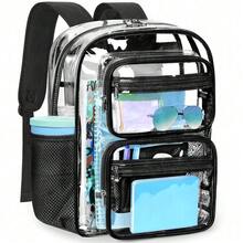Transparent Shoulder Bag Unisex Fashion Simple Large Capacity Portable Backpacks Multifunctional Waterproof Male Female Knapsack - Black - View 1